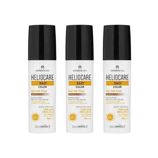 Heliocare 360° Colour Gel Sem Óleo Spf 50+ Bronze Tonalidade Intensa, 3X50 Ml