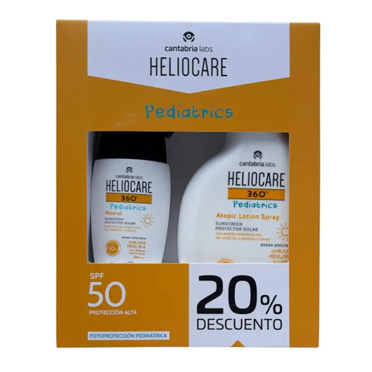 Heliocare 360 Pediatria Mineral Spf 50+ 50 Ml + Heliocare 360 Pediatria Loção Atópica Spray Spf 50 250 Ml