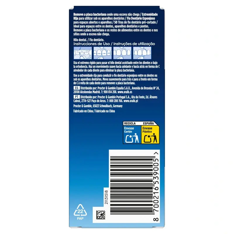 Fio dentário Oral-B Super Floss, 50 unidades.