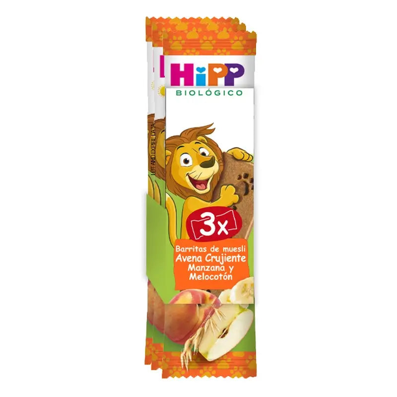 Hipp Biological Pack 3 Barras de Muesli de Aveia Maçã & Pêssego caixa de 8 unidades