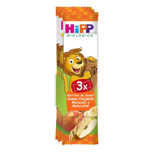Hipp Biological Pack 3 Barras de Muesli de Aveia Maçã & Pêssego caixa de 8 unidades
