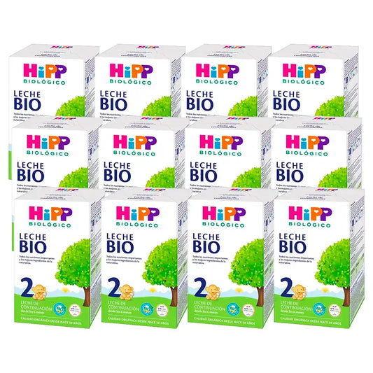 Leite Hipp 2 Bio, embalagem de 12 x 600 g