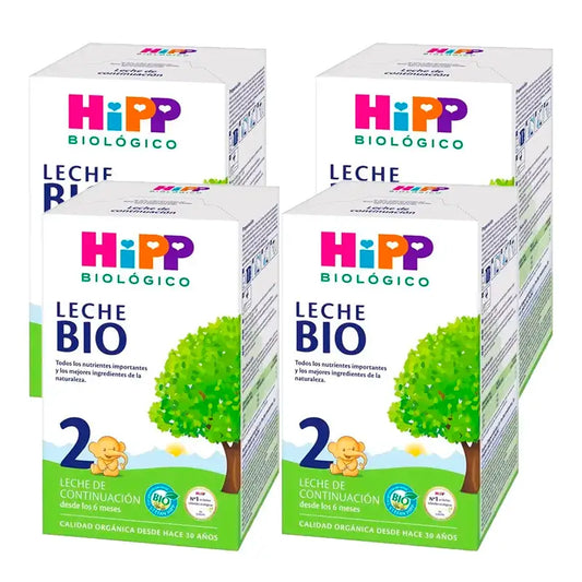 Leite Hipp 2 Bio, embalagem de 4 x 600 g