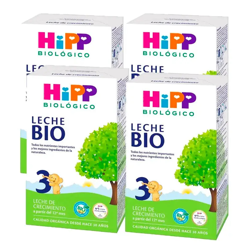Hipp Organic Growing Up Milk 3, embalagem de 4 x 500 g
