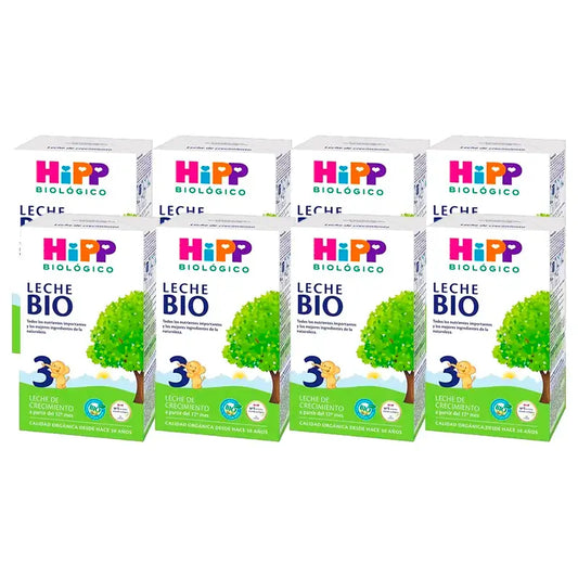 Hipp Organic Growing Up Milk 3, embalagem de 8 x 500 g