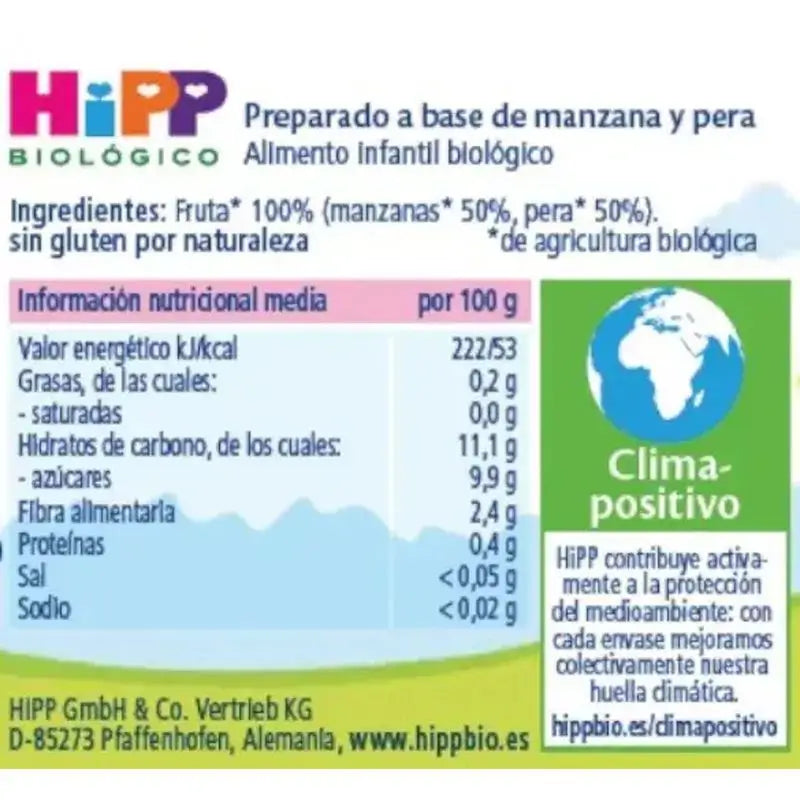Frasco de maçã e pêra Hipp Organic, 125 G