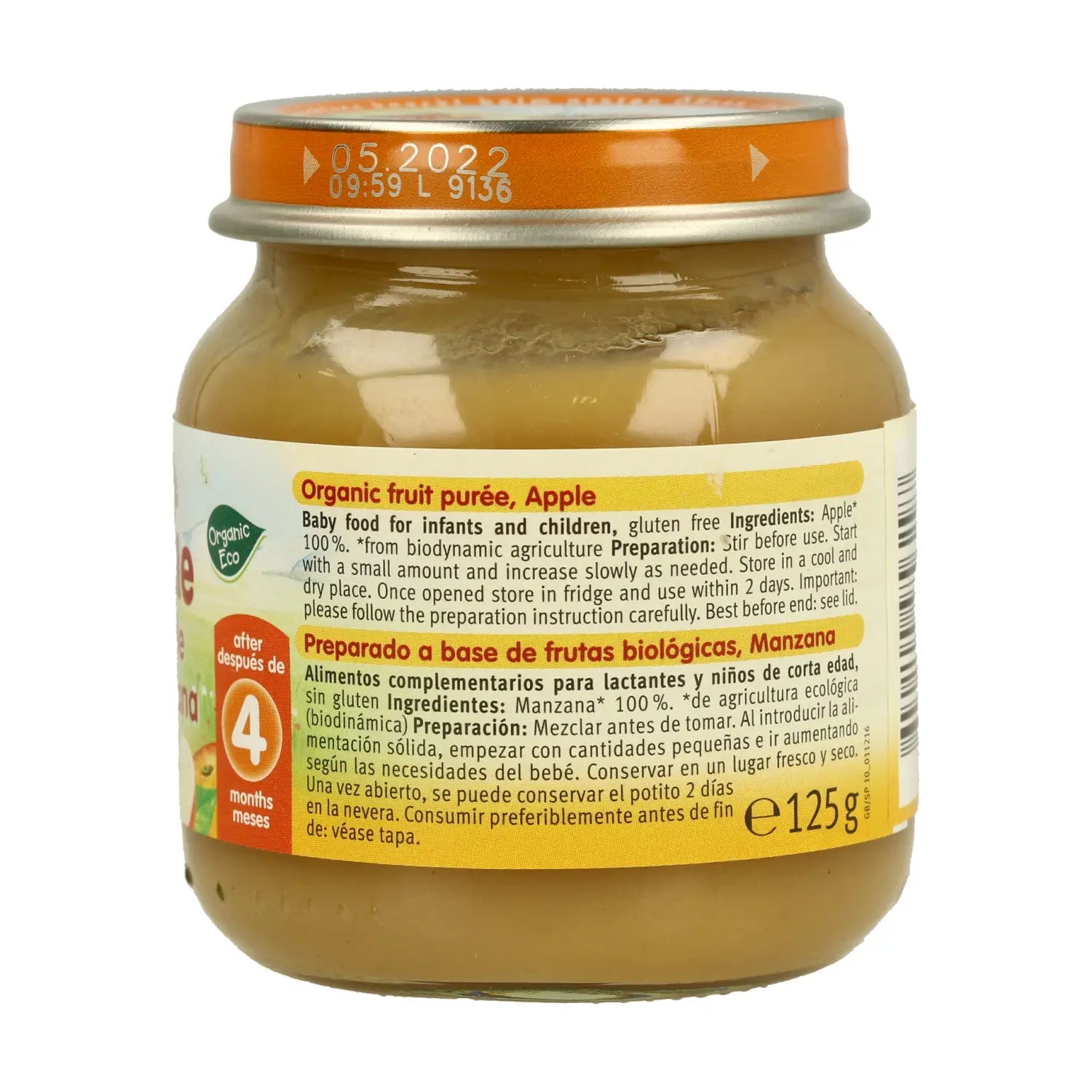 Frasco de maçã Holle 100%, 125gr