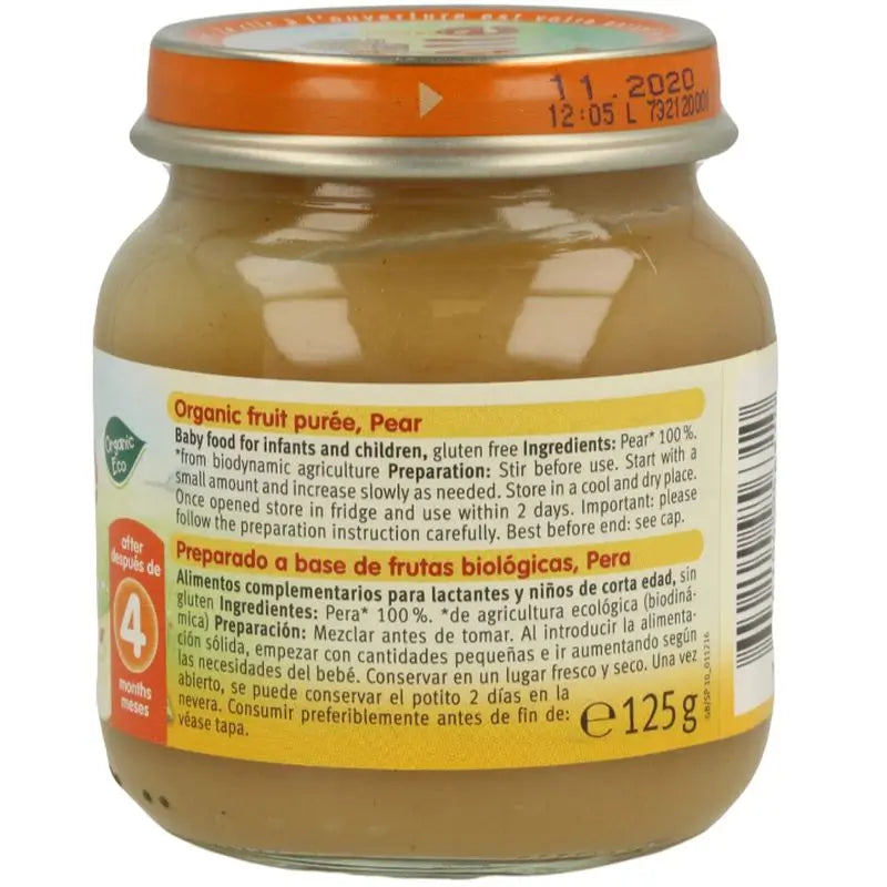 Holle 100% Pear Mini Frasco de Pera 4Meses 125Gr. Demeter