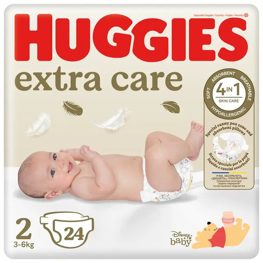 Fralda Huggies Extra Care Tamanho 2 (4-6Kg) , 24 unidades