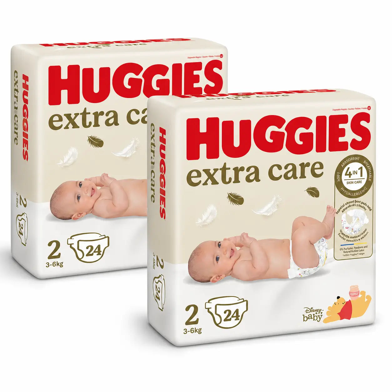 Fralda para bebé Huggies Extra Care Tamanho 2 (3-6 Kg) Disney, 24 unidades, embalagem 2