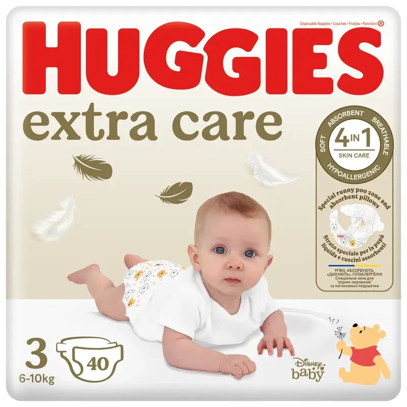 Fralda Huggies Extra Care Tamanho 3 (5-9Kg) , 40 unidades