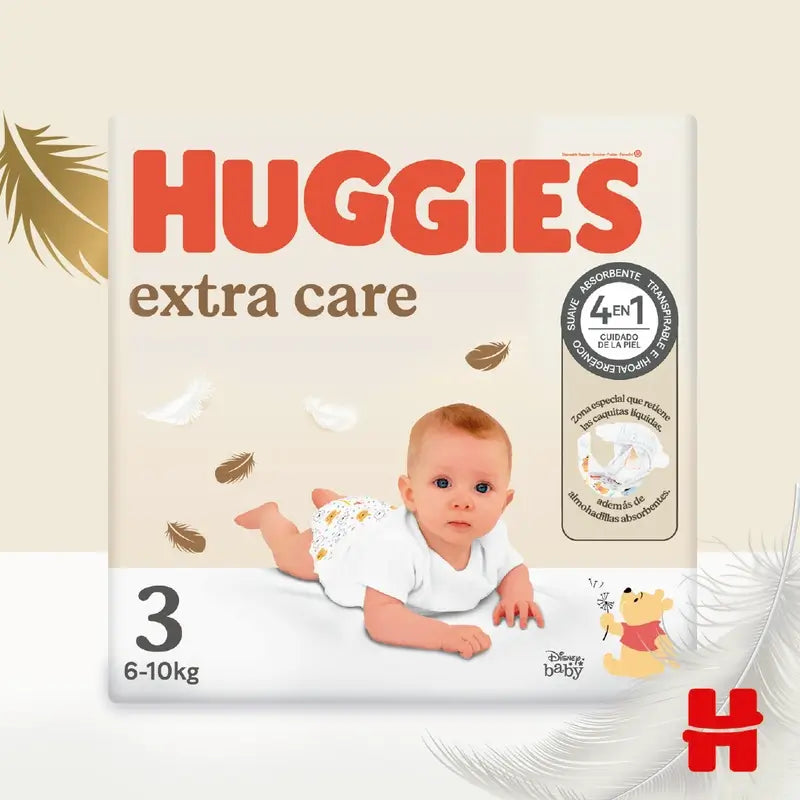 Fralda Huggies Extra Care Tamanho 3 (6-10 Kg) Disney Baby , 96 peças
