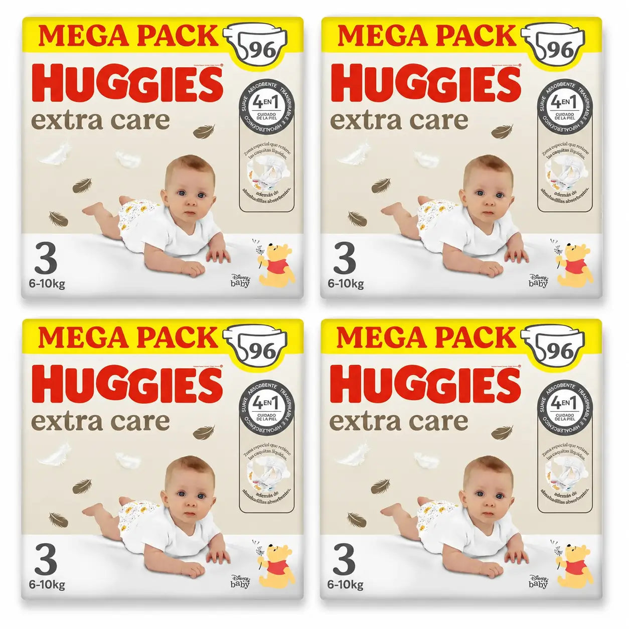 Fralda Huggies Extra Care Tamanho 3 (6-10 Kg) Disney Baby , 96 unidades, embalagem 4
