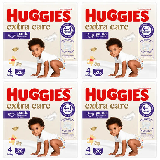 Fraldas Huggies Extra Care Tamanho 4 (9-14 Kg) Disney Baby, 26 unidades, embalagem 4
