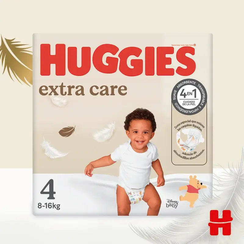 Fralda Huggies Extra Care Tamanho 4 (8-14Kg) , 33 unidades.