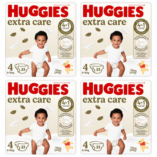 Fralda para bebé Huggies Extra Care Tamanho 4 (8-16 Kg) Disney, 33 unidades, embalagem 4
