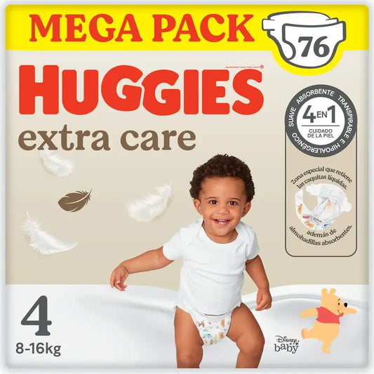 Fralda de bebé Huggies Extra Care Tamanho 4 (9-14 Kg) Disney, 76 unid.