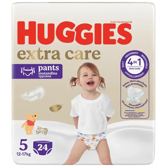 Fraldas Huggies Extra Care Tamanho 5 (12-17 Kg) Disney Baby, 24 unidades.