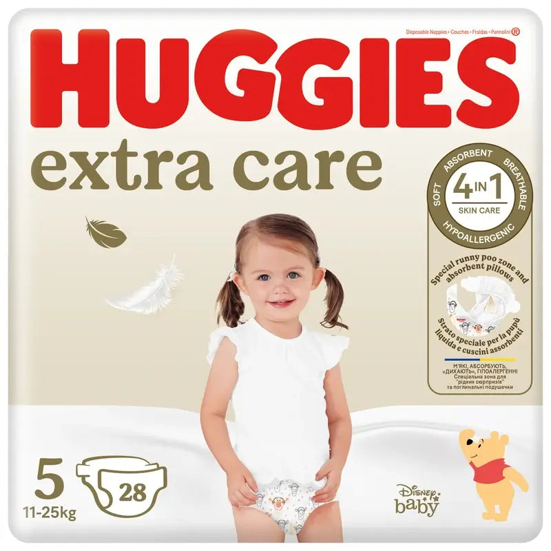 Fralda Huggies Extra Care Tamanho 5 (11-25Kg) , 28 unidades.