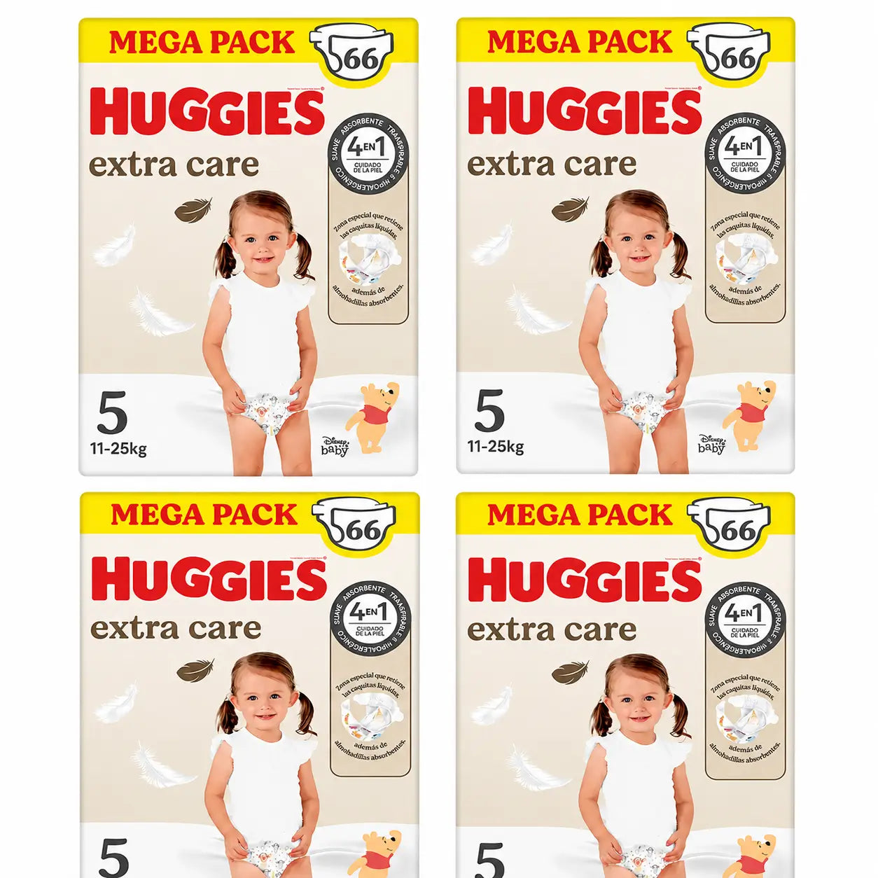 Huggies Extra Care Tamanho 5 (11-25 Kg) Fraldas Disney para Bebés , 66 unidades, embalagem 4