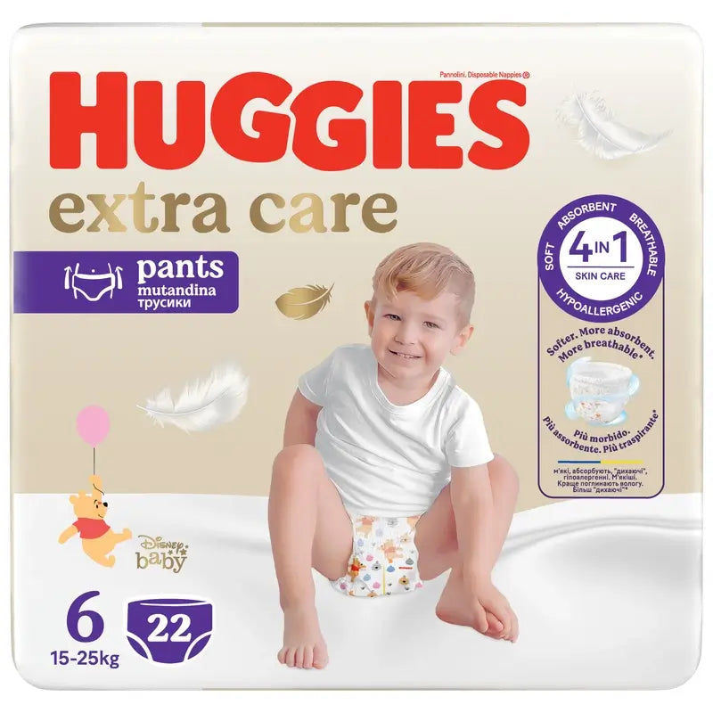 Fraldas para bebés Huggies Extra Care Tamanho 6 (15-25 Kg) Disney, 22 unid.