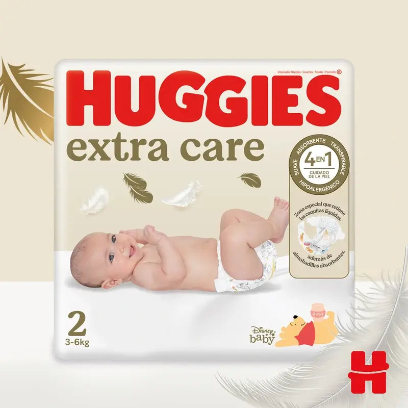 Fralda de bebé Huggies Extra Care Tamanho 2 (4-6 Kg) Disney, 160 unidades.