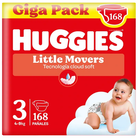 Huggies Little Movers Tamanho 3 (4-9 Kg) Fraldas Disney para Bebés , 168 Unidades