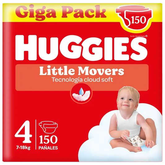 Huggies Little Movers Tamanho 4 (7-18 Kg) Fralda de bebé Disney, 150 unidades.
