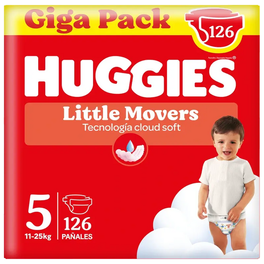Huggies Little Movers Tamanho 5 (11-25Kg) Fraldas Disney para Bebés, 126 unidades