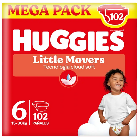 Huggies Little Movers Tamanho 6 (15-30 Kg) Fralda de bebé Disney, 102 unidades
