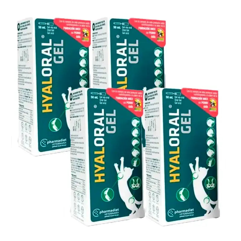 Hyaloral Gel para Cães e Gatos, Embalagem 4 x 50 ml