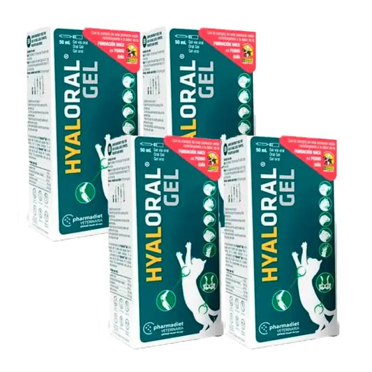 Hyaloral Gel para Cães e Gatos, Embalagem 4 x 50 ml
