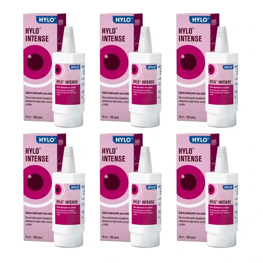 Hylo Intense Eye Drops 10 ml, embalagem de 6