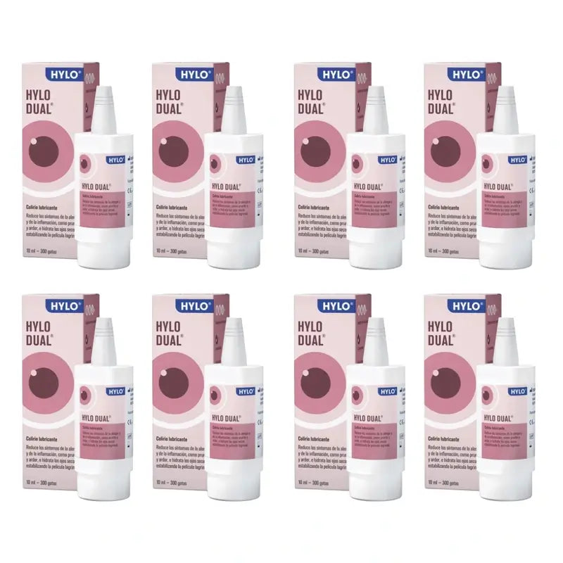 Hylo Dual Eye Drops 10 ml, embalagem de 8