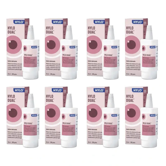 Hylo Dual Eye Drops 10 ml, embalagem de 8