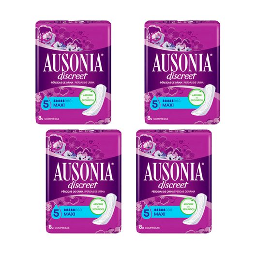 4X Pack Ausonia Discreet Maxi Pads, 32 unidades