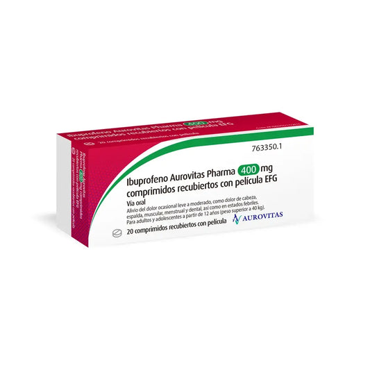 Ibuprofeno Aurovitas Pharma 400 Mg, 20 comprimidos revestidos por película efg