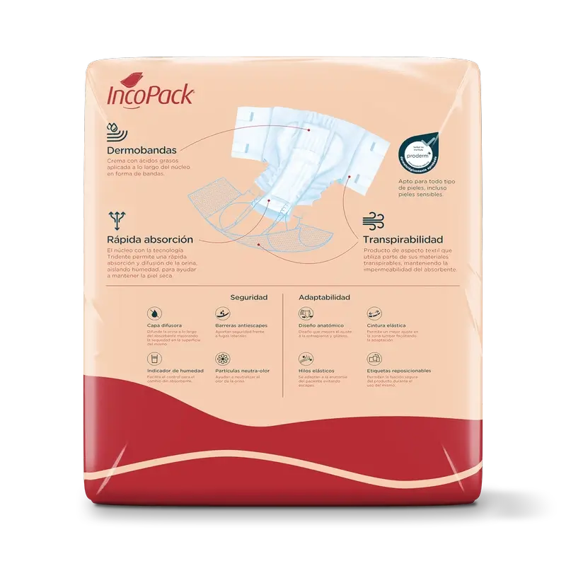 Incopack Elastic Absorbent Night Absorbent Large Size , 80 unidades