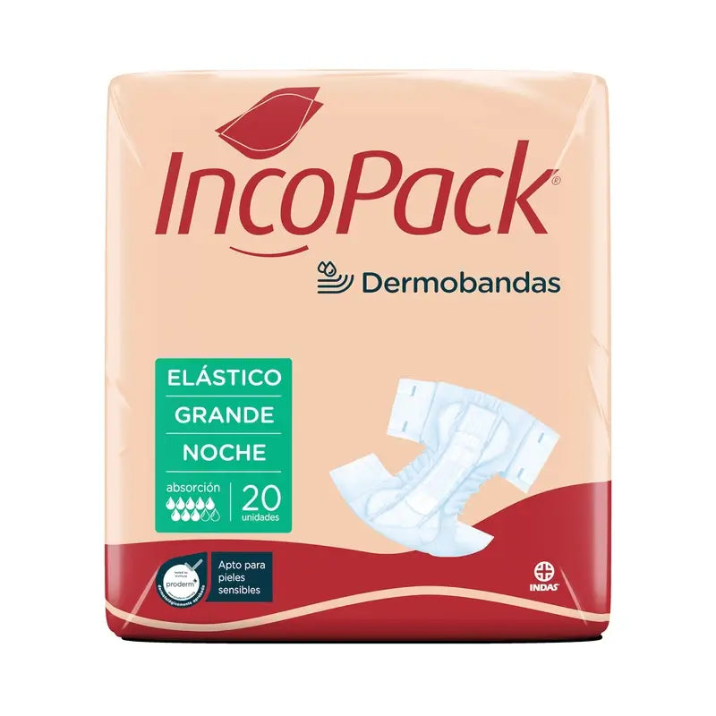 Incopack Elastic Absorbent Night Absorbent Large Size , 80 unidades