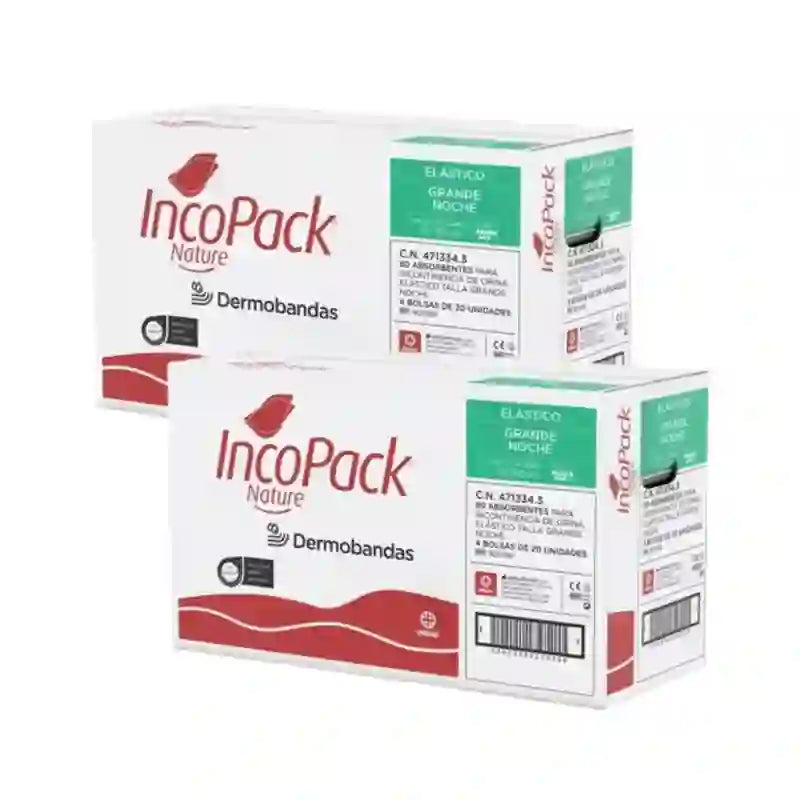 Incopack Nature Absorbent Elastic Absorbent Large Size, Pack 2, 160 unidades.