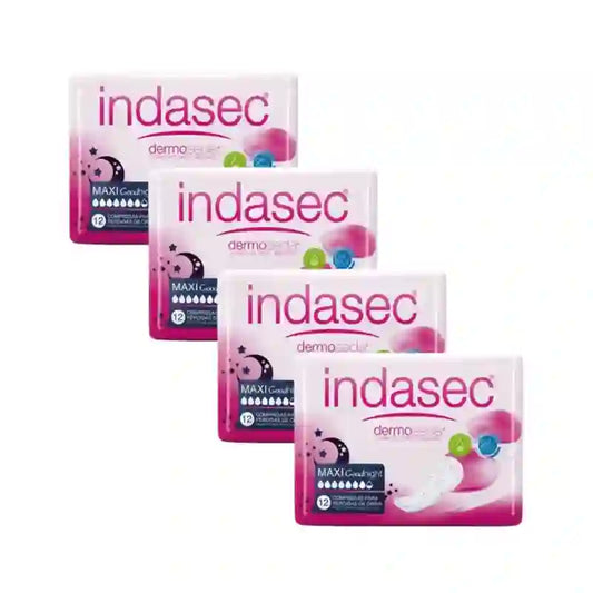Pensos para incontinência Indasec Dermoseda Maxi Good Night, 4X12 unidades