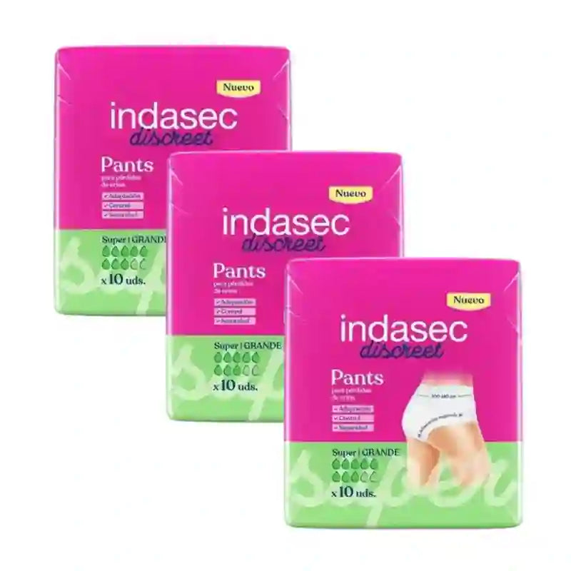 Indasec Discreet Panty Incontinência Tamanho Super Grande , 3X10 Unidades