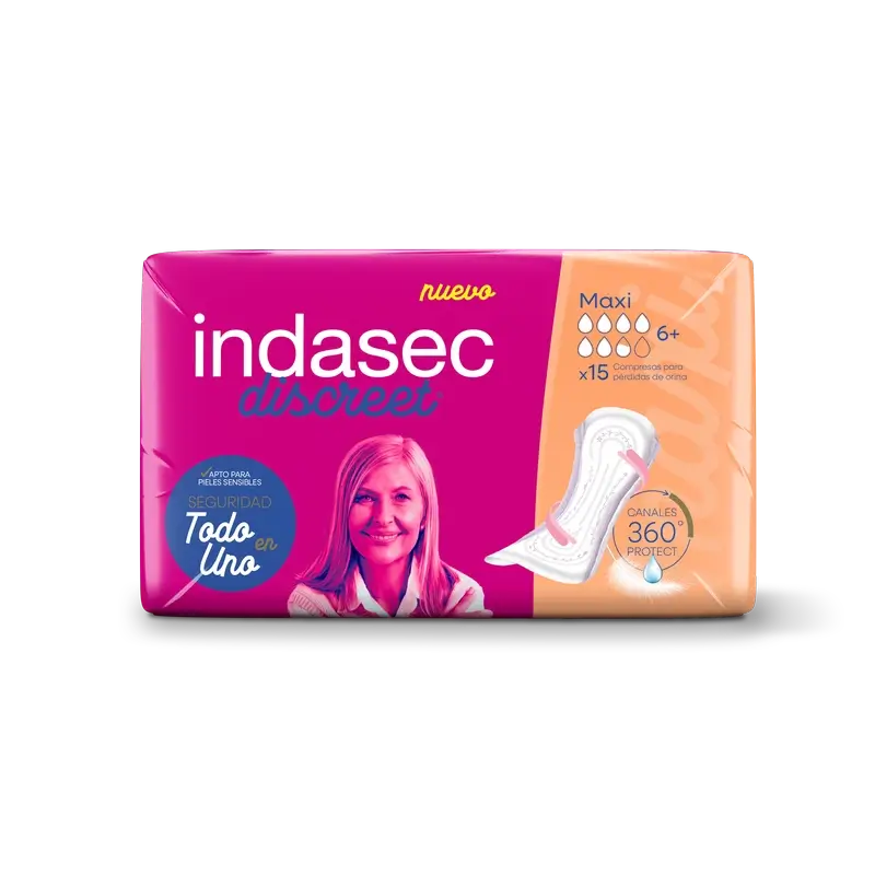 Pensos para incontinência Indasec Discreet Maxi , 15 unidades