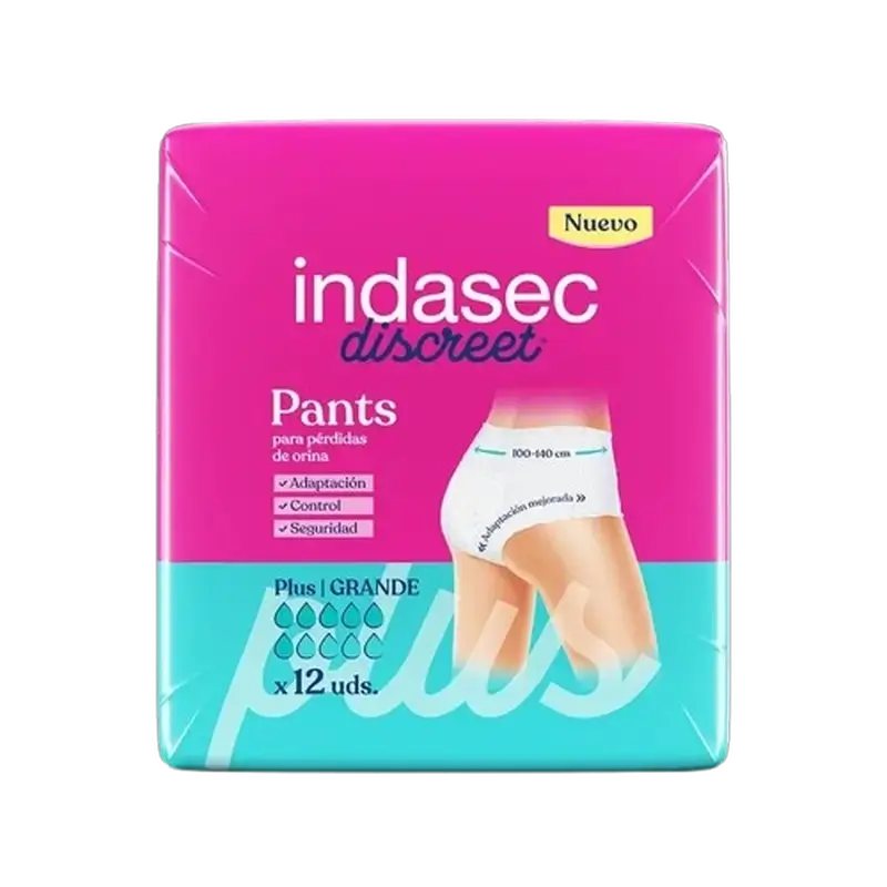 Indasec Discreet Pant Incontinence Panty Plus Large Size , 12 peças
