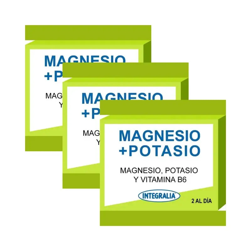 Integralia Magnésio + Potássio + Vitamina B6, 3X60 Cápsulas
