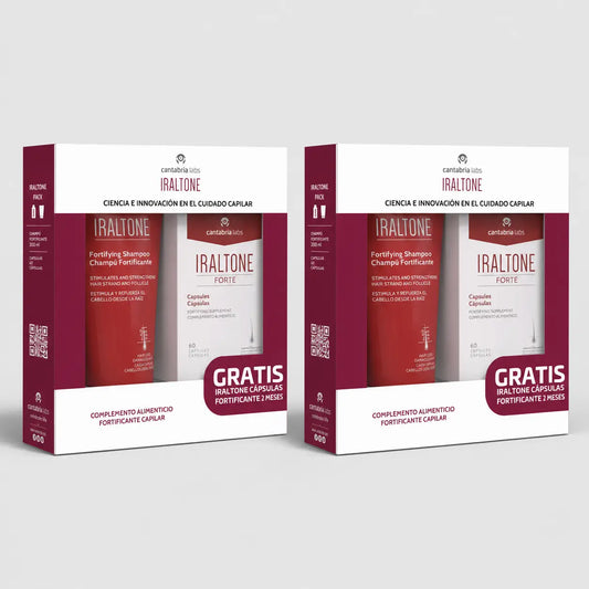 Iraltone Forte Cápsulas + Champô Fortificante Minitalla 75ml Embalagem oferta 2