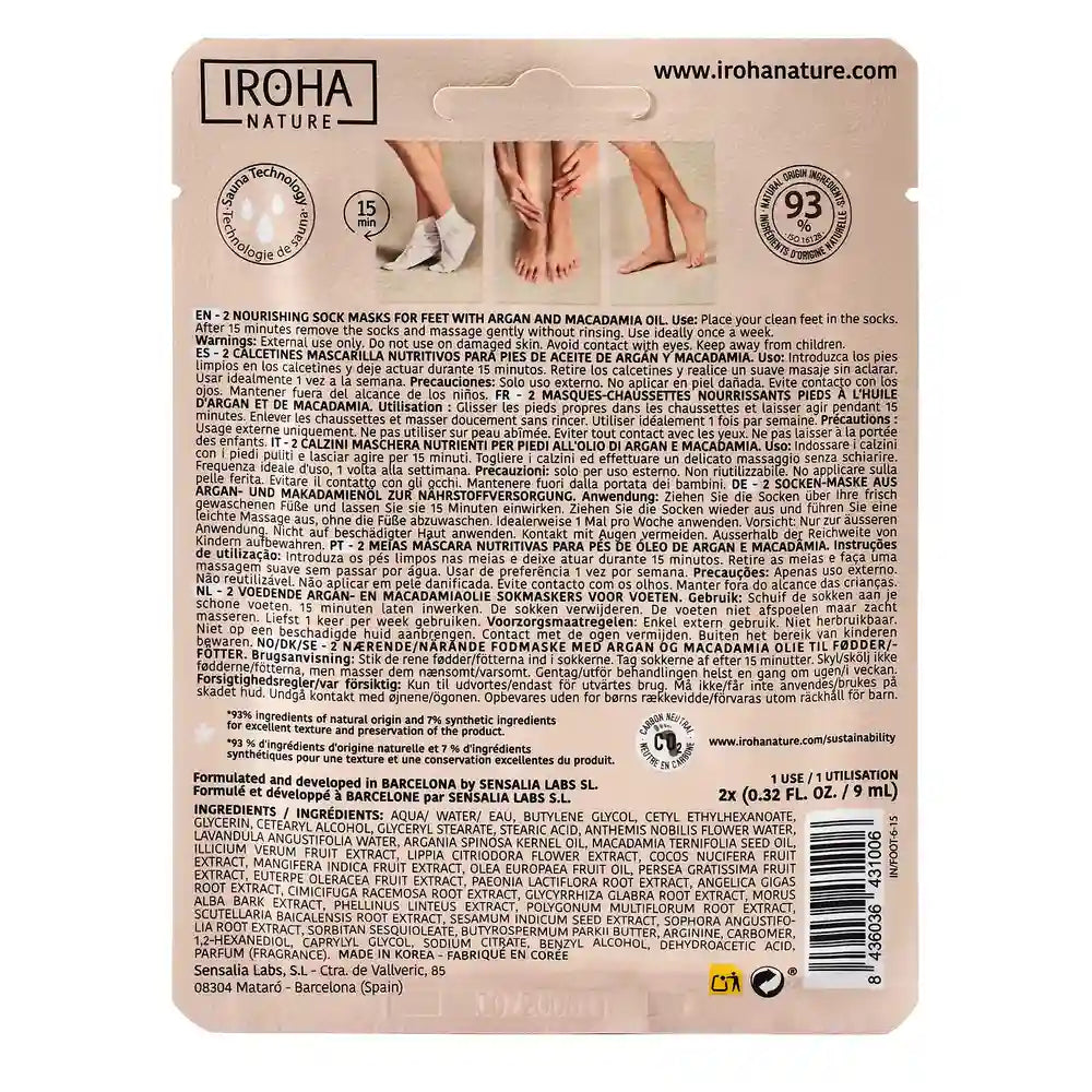 Iroha Nature Máscara Nutritiva Corporal Socks, 20 Ml