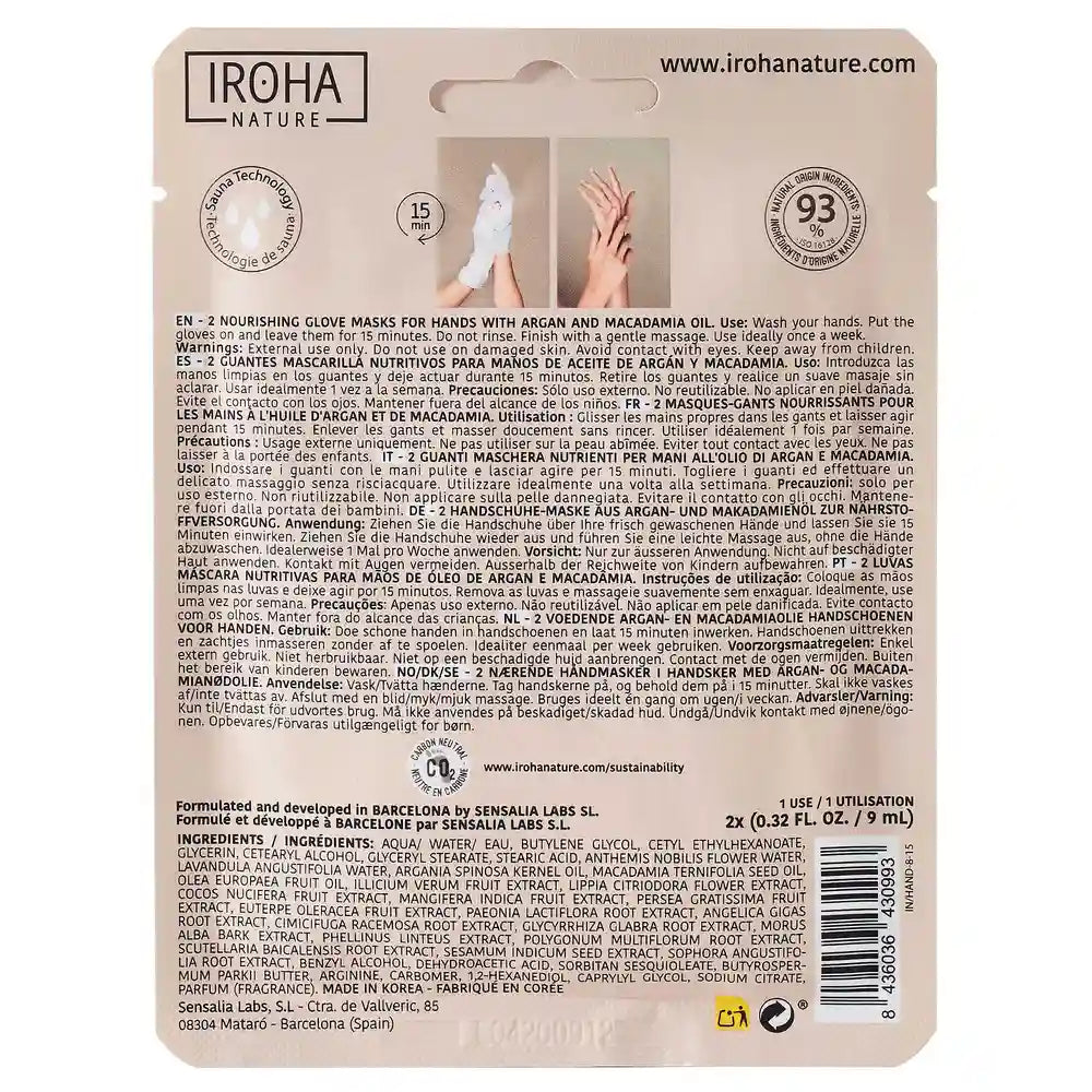 Iroha Nature Luvas Corporais Máscara Nutritiva, 20 Ml