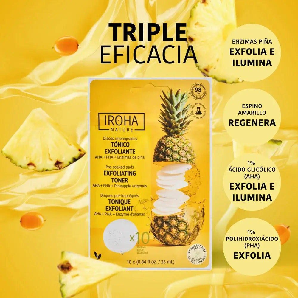 Discos tonificantes esfoliantes Iroha Nature, 10 unid.