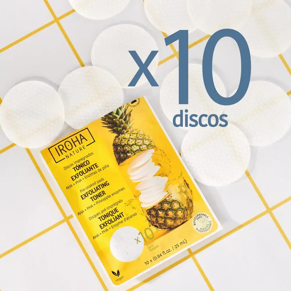 Discos tonificantes esfoliantes Iroha Nature, 10 unid.